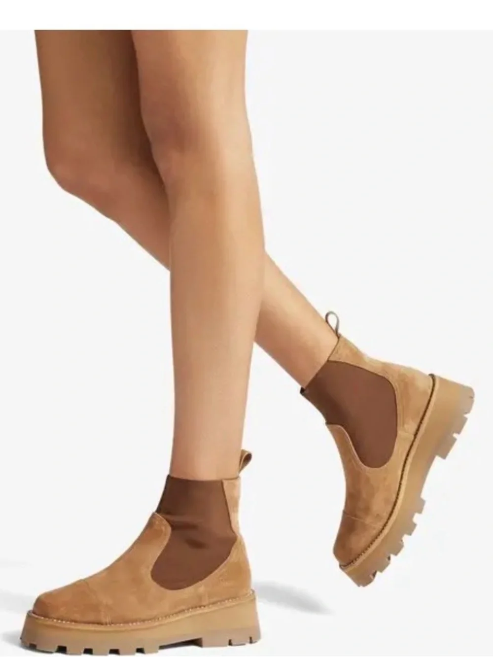 Jimmy Choo Clayton Embellished Suede Combat Lug Sole Boots 38.5